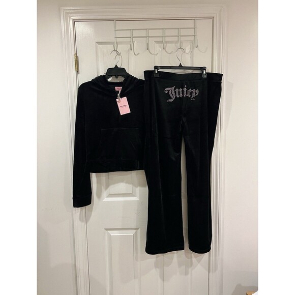 Juicy Couture Velour Tracksuit Liquorice with Pink Rhinestone Logo Size M NWT - Picture 7 of 8